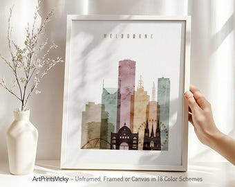 Melbourne poster, Melbourne print skyline, Melbourne Australia wall art, Travel gift, city poster | ArtPrintsVicky