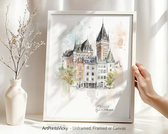 Quebec City print | Quebec City poster | Quebec City skyline wall art drawing | ArtPrintsVicky