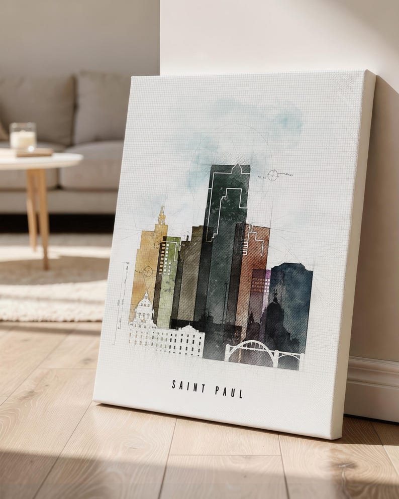 Saint Paul Wall Art Print, Twin Cities MN Skyline Poster, Frame and Canvas options image 5