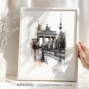 Berlin poster | Wall art print drawing | Cityscape for home and office travel decor | ArtPrintsVicky