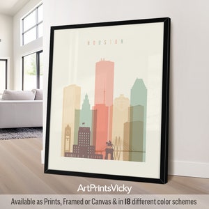 Houston wall art skyline, Houston art print, Texas poster, travel print, City print, personalised gift | ArtPrintsVicky