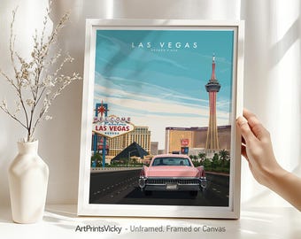 Las Vegas Wall Art Print | Travel Poster Retro Style | Modern Home Decor | Personalized Gifts | Wall Hanging city prints | ArtPrintsVicky