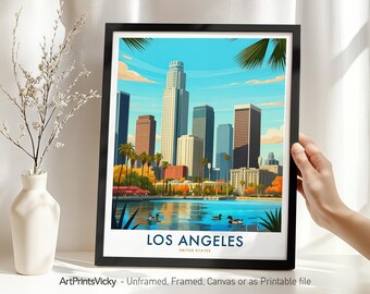 Los Angeles Travel Print – California | LA Skyline | Wall Art Poster for Home Office Decor | Housewarming Gift