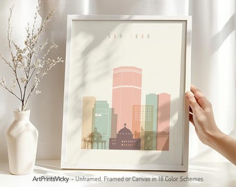 San Juan Puerto Rico Art Print, Poster Skyline Wall art, Travel poster, Travel gifts, Office decor | ArtPrintsVicky