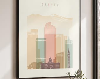 Denver Wall Art Print, Skyline Poster, Cityscape Travel Decor