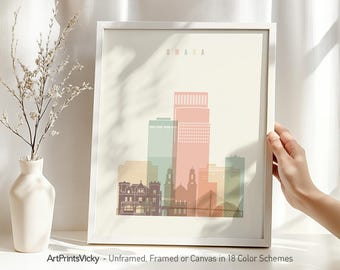 Omaha print, Omaha city art poster, Omaha skyline wall art, Nebraska cityscape prints, travel gift, home decor | ArtPrintsVicky