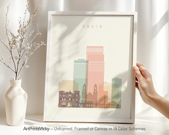 Omaha Wall Art Prints, Nebraska Cityscape Posters, USA Travel Decor Gifts