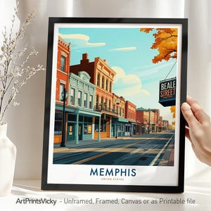 Memphis Travel Poster: Beale Street Art Print, Tennessee Cityscape