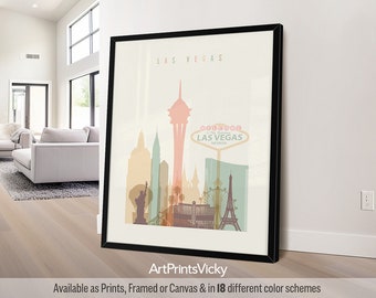 Las Vegas Skyline Poster, Minimalist Wall Art Print for Homes, Offices, and Unique Travel Gifts | ArtPrintsVicky