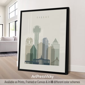 Dallas art, Dallas poster skyline, Dallas print, Texas travel print, City print, Personalised gift | ArtPrintsVicky