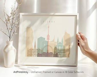 Vienna print, Poster, Wall art, Vienna skyline, Austria cityscape, Pastel city poster, Travel gift, ArtPrintsVicky
