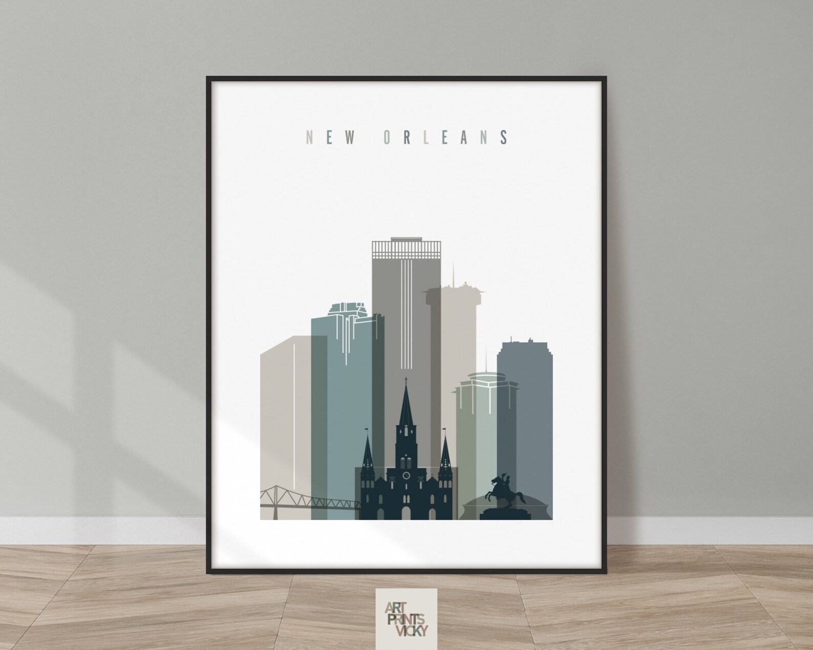 New Orleans Print Wall Art New Orleans Skyline Poster Etsy