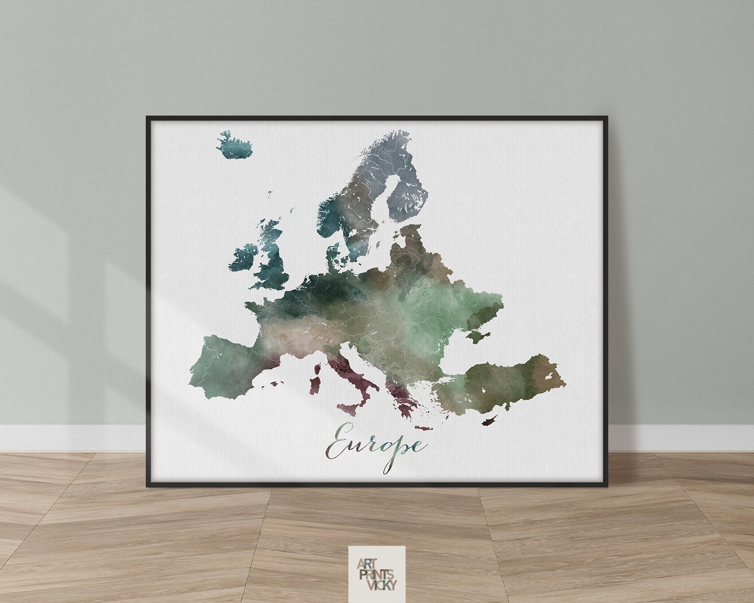 Europe Map Europe Art Print Europe Map Watercolor Poster Etsy