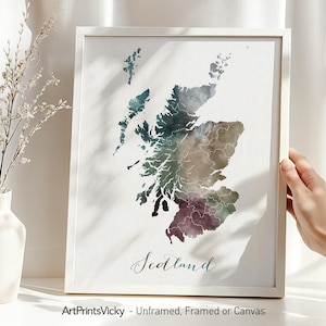 Scotland map poster print | Personalised gifts wall art | Decor for home and office | ArtPrintsVicky