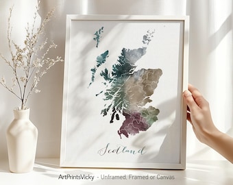 Scotland map poster print | Personalised gifts wall art | Decor for home and office | ArtPrintsVicky