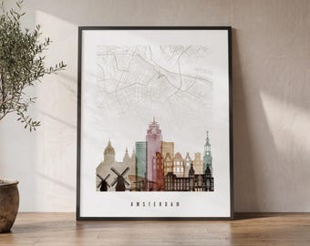 Amsterdam Map Poster - City Map & Skyline Print