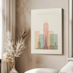 Indianapolis Minimalist Skyline Poster in Warm Pastels, Vertical, Framed, Unframed or Canvas | ArtPrintsVicky