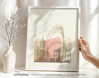 Geneva Poster, Art Print Skyline, Travel Decor, Personalised City Print | ArtPrintsVicky