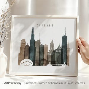 Chicago Skyline Wall Art Print | Chicago Poster Cityscape | Wall Art for Home and Office decor | Personalized Gift | ArtPrintsVicky