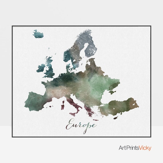 Europe watercolor map Wall art Europe map pillow | Etsy
