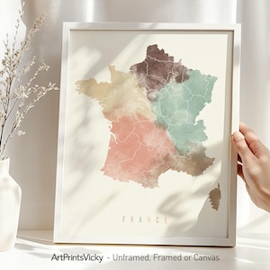 France map poster print | Personalised gifts wall art | Decor for home and office | ArtPrintsVicky