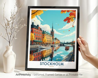 Stockholm Poster Print – Sweden Wall Art Illustration | Travel Cityscape Art for Home Decor or Gift