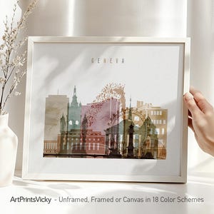 Geneva Watercolor Print: Switzerland Cityscape Travel Poster