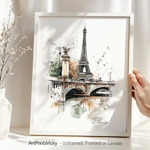 Paris Watercolor Print: Eiffel Tower Wall Art