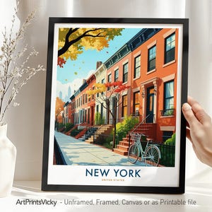 West Village NYC Print, New York Retro Poster, Reisegeschenke, Haus- und Bürodekor