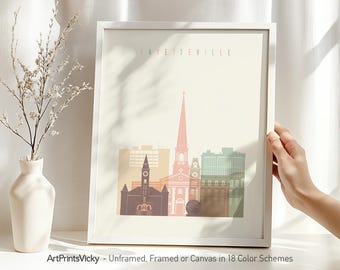 Fayetteville AR Print, Poster Skyline, Travel Decor, Personalised City Print | ArtPrintsVicky