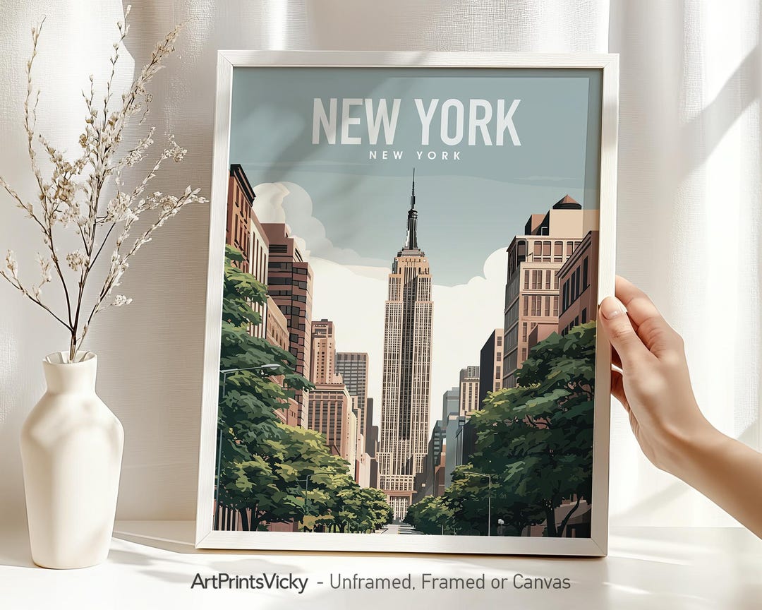 New York City Skyline Wall Art Print New York Poster Empire State ...