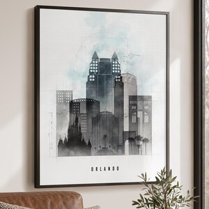 Orlando Wall Art Prints, Florida Skyline Posters, Frame and Canvas options bild 1