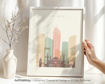 Istanbul Skyline Poster, Istanbul Wall art Print, Travel Decor for Homes, Offices, and Unique Travel Gifts | ArtPrintsVicky
