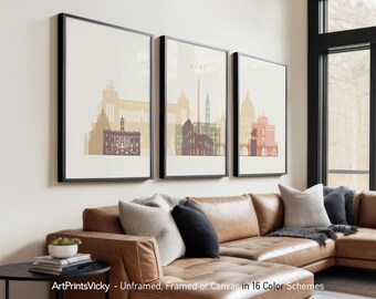 Rome 3 Piece Wall Art Prints, Rome Skyline Poster Set | ArtPrintsVicky