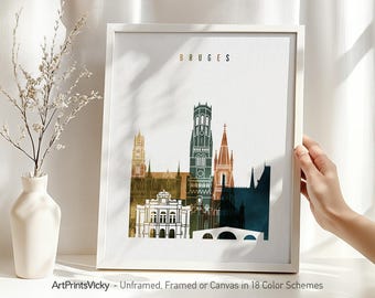 Bruges Brilliance: Vibrant Watercolor Poster | ArtPrintsVicky