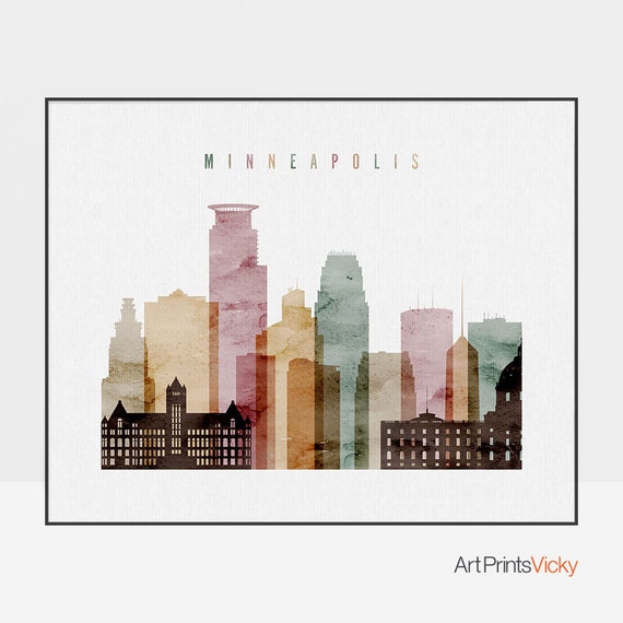 poster Minneapolis print Minneapolis skyline wall art ArtPrintsVicky