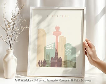 Liverpool skyline, Liverpool print, poster, Liverpool wall art, City print, home decor, Travel gift | ArtPrintsVicky