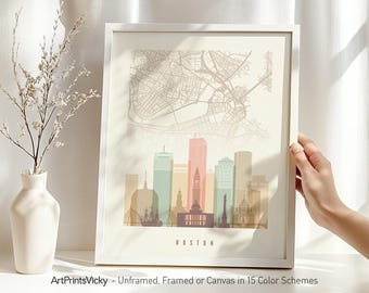 Boston Street Map Art Print - City Map & Skyline Poster | ArtPrintsVicky