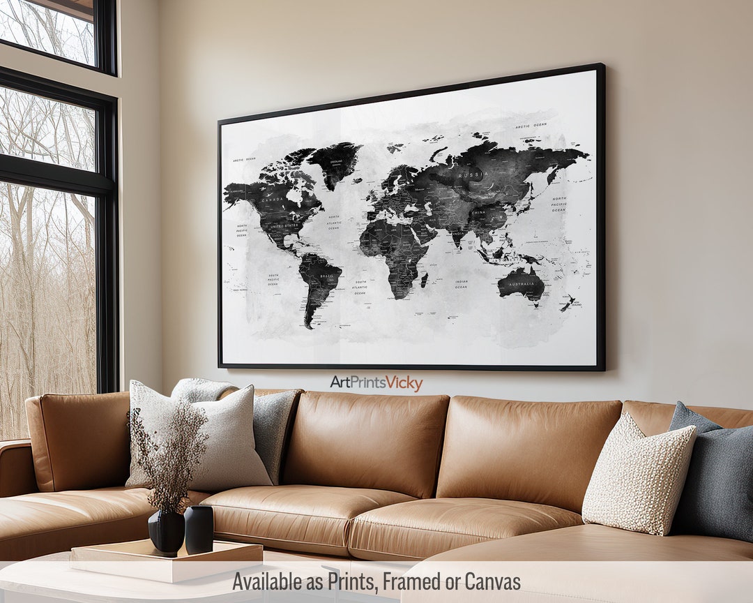 World Map Poster, World Map Wall Art, Travel Map Print Artprintsvicky ...