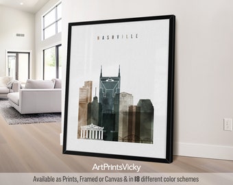 Nashville poster, Nashville wall art, skyline print, Tennessee travel print, city print, personalised gift | ArtPrintsVicky