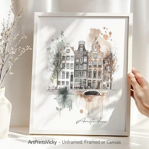 Poster mit Skyline von Amsterdam | Poster Wand Kunst Dekor für Zuhause oder das Büro | Personalisierte Geschenke | Niederlande Stadtansicht | ArtPrintsVicky