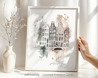 Amsterdam skyline print | poster wall art decor for home or office | Personalized gifts | Netherlands Cityscape | ArtPrintsVicky