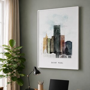 Saint Paul Wall Art Print, Twin Cities MN Skyline Poster, Frame and Canvas options image 4