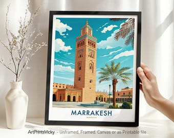 Marrakesh Travel Poster - Morocco | Marrakesh Print | Wall Art Home Decor or Gift