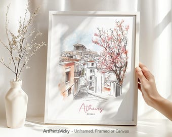 Athens Greece art poster | Parthenon wall print  | Modern home decor | ArtPrintsVicky