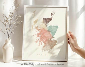 Scotland map poster print | Personalised gifts wall art | Decor for home and office | ArtPrintsVicky
