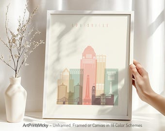 Louisville Poster, Art Print, Skyline Wall Art, Travel Decor for Homes, Offices, and Unique Travel Gifts  | ArtPrintsVicky