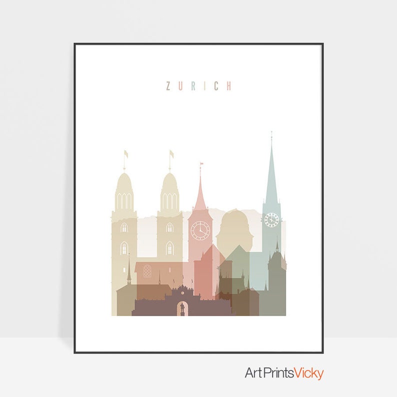 Zurich Wall Decor Art Print Poster Zurich Switzerland Etsy