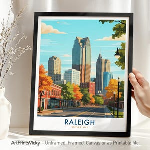 Raleigh NC Skyline Art Print: Modern Cityscape Wall Decor