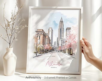 Atlanta skyline print | Poster wall art drawing | Cityscape for home and office decor | Personalized gifts | ArtPrintsVicky
